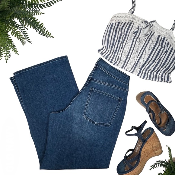 Old Navy Denim - Old Navy Jeans New WOW Wide Leg High Rise Campeche Blue Denim Petite 10